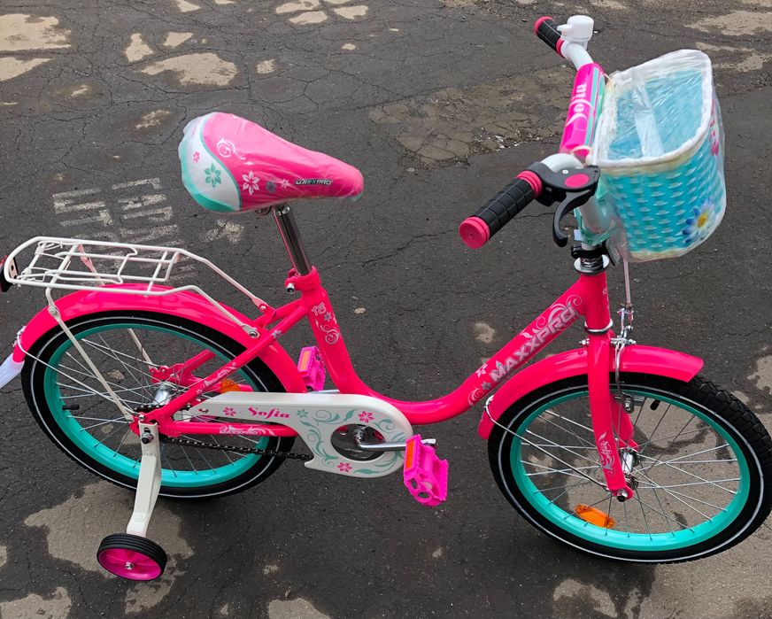 Велосипед MaxxPRO розовый с корзиной и безопасной рамой 18’