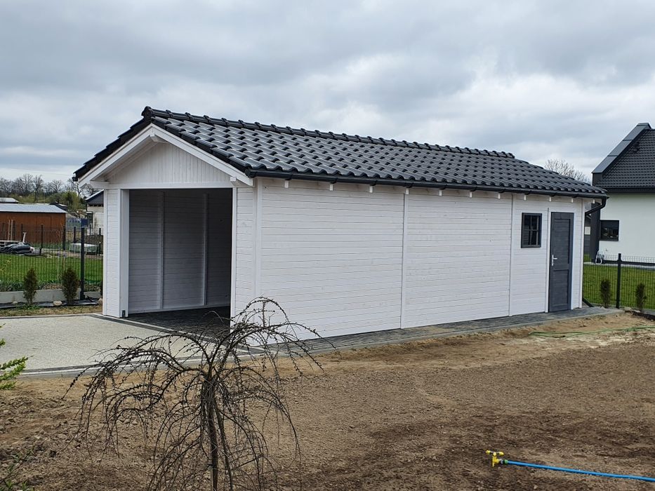 Wiata drewniana na samochód 3.5x6m blachodachówka