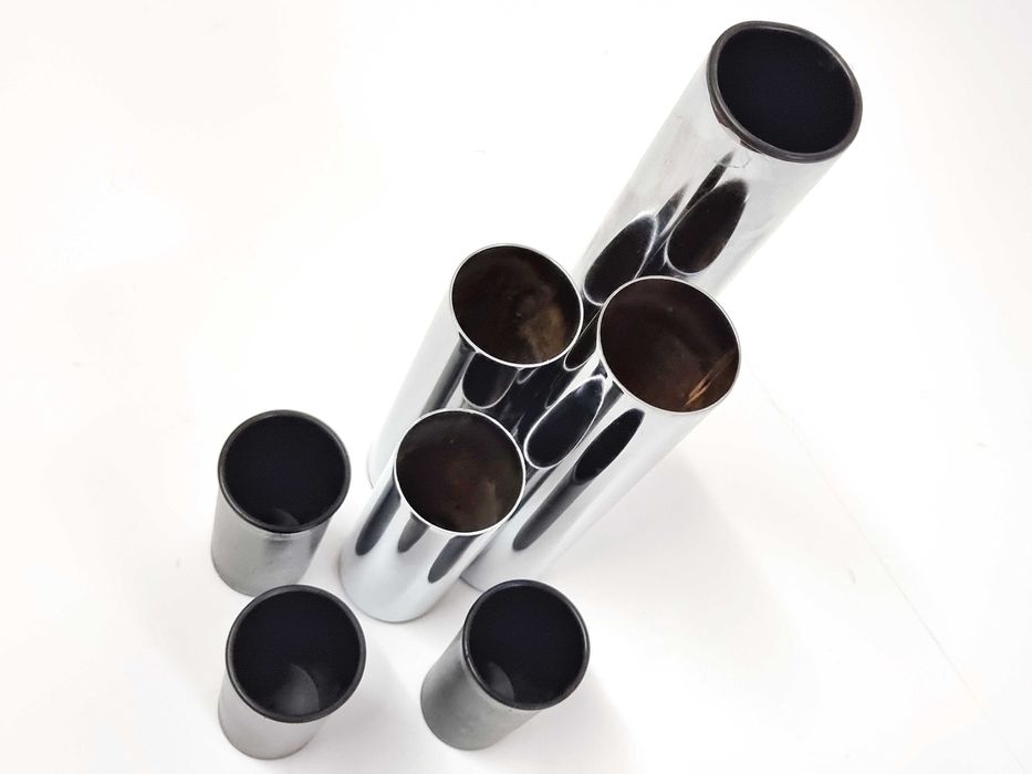 Vaso tubular cromado Space Age Gio Ponti e Lino Sabattini Tubi anos 70