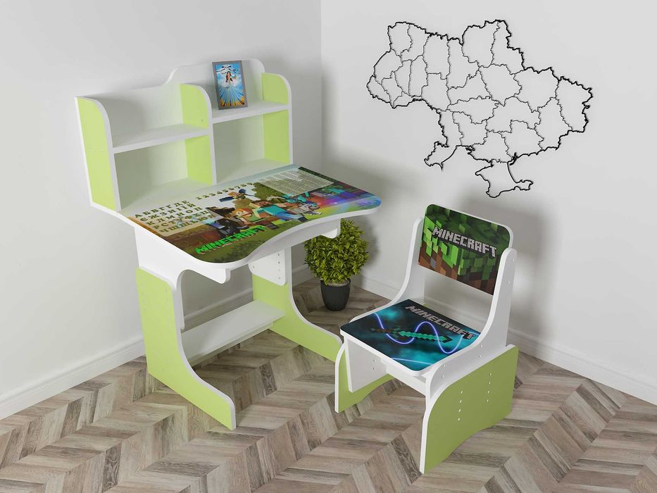 Парта Дитяча зростаюча зі стільцем та пеналом під стільницею