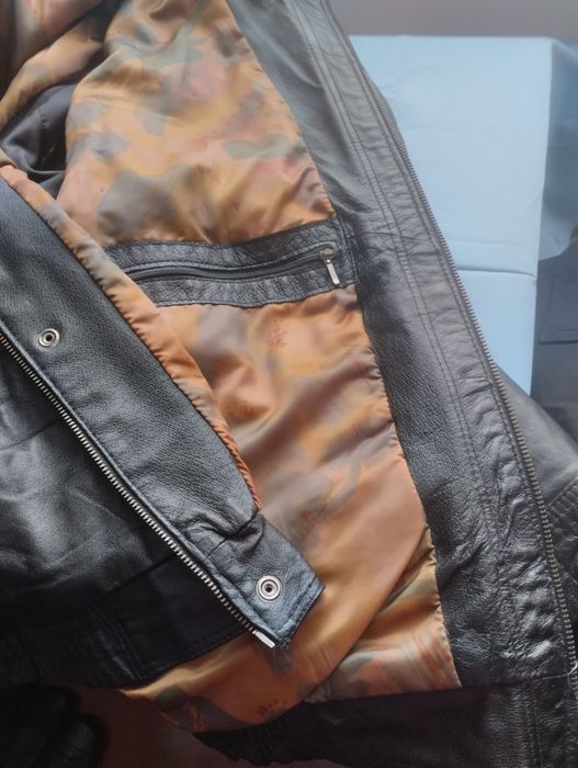 Вінтажна шкіряна куртка-бомбер (Echt Leder). Фурнітура YKK Ziplon. 56р