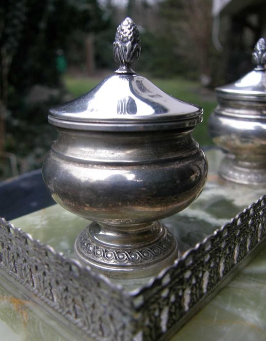 Kałamarz srebro marmur onyksowy Italia