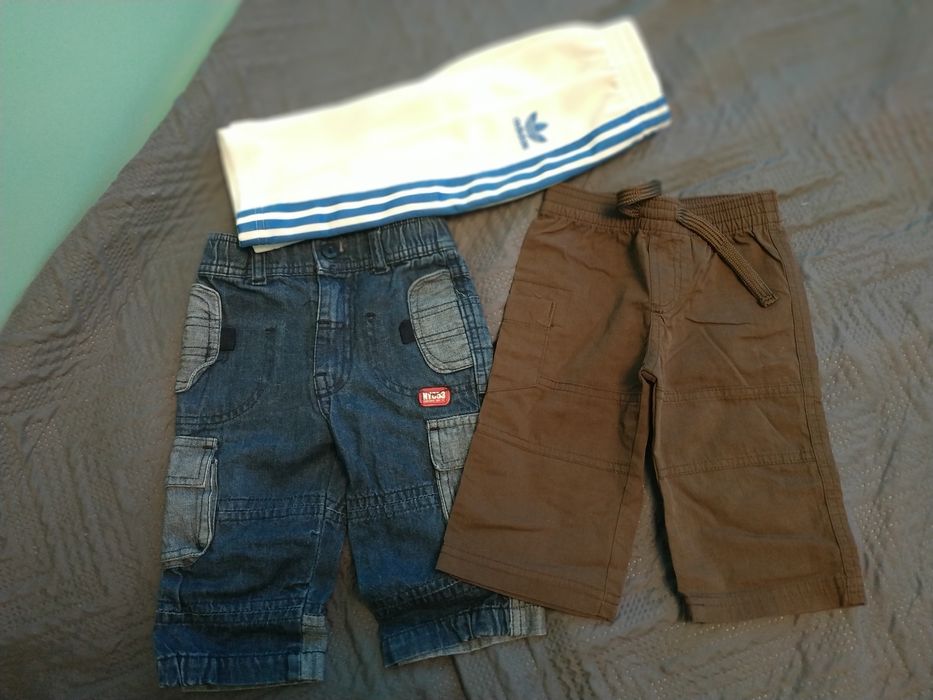 Spodnie 74 2 pary brazowe i dresy adidas