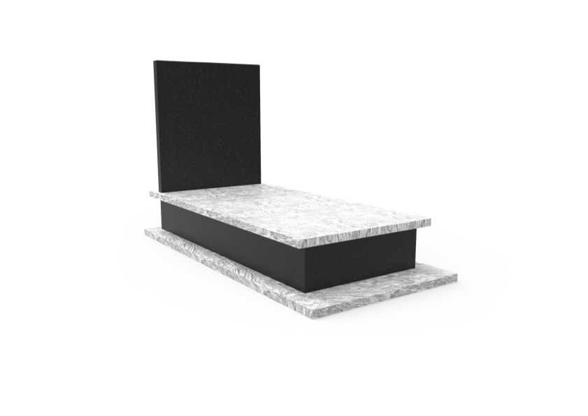 Nagrobek Granitowy Pomnik Premium Prosty Nowoczesn Granit Czarno-Biały