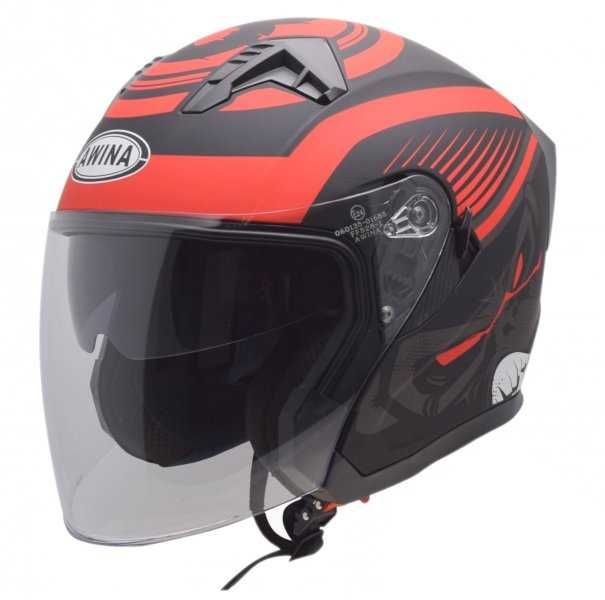 KASK Otwarty Motocyklowy RED MATT Skuter Chopper ECER 22.06 + BLENDA