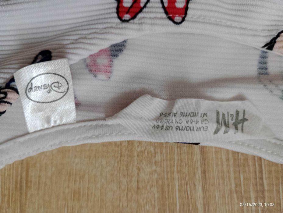 Sukienka myszka Miki Minnie biała 110/116 4-6 lat H&M