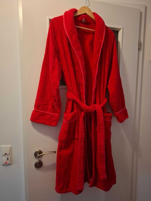 Piekny Brazylijski Szlafrok Frote Bawełna Czerwony Walentrynki 42-44