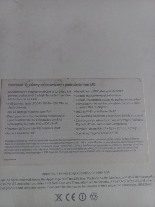 Notebook MacBooc Apple Air 13