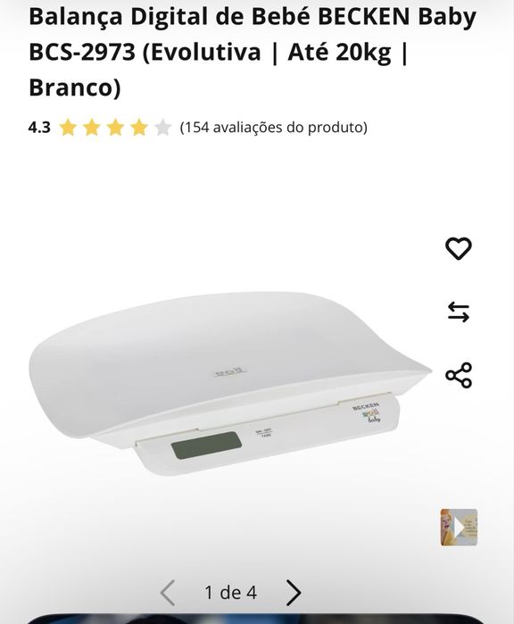 Balança Digital de Bebé BECKEN Baby BCS-2973 (Até 20kg) – Como Nova