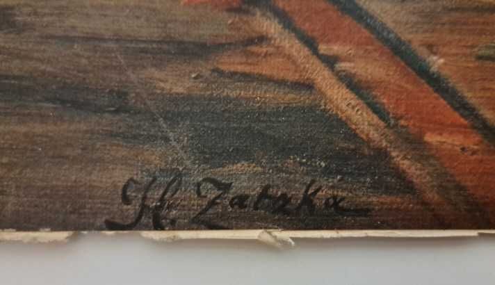 Oleodruk XIX wiek "Wymarzone szczęście" twórca H.Zatzka