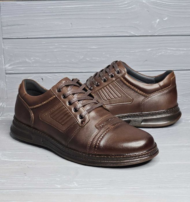 Мужские кожаные черные коричневые прошитые туфли TM Bumer / Бумер!!!