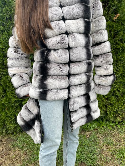 Шуба жіноча хутро кролика в стилі шиншила полушубок куртка дубленка