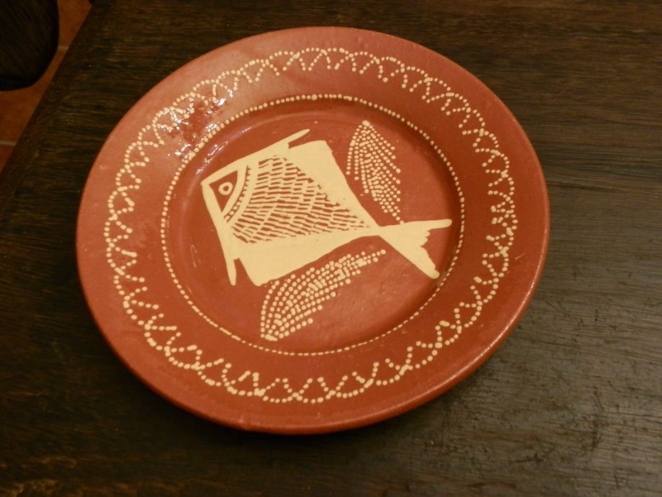 louça barro vidrado pintada