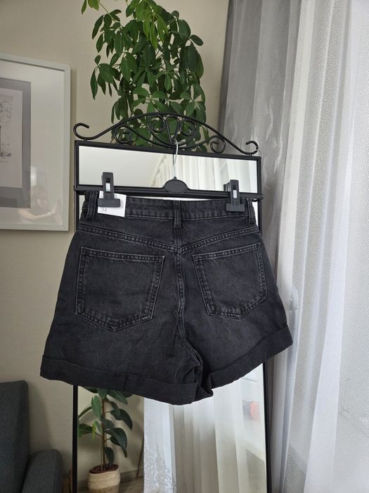 Czarne jeansowe szorty Mango 32 wysoki stan mom jeans