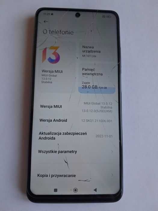 Telefon XIAOMI Mi 10T Lite 5g 6/128 gb Dual sim Android 12 ekran 6.7 cala