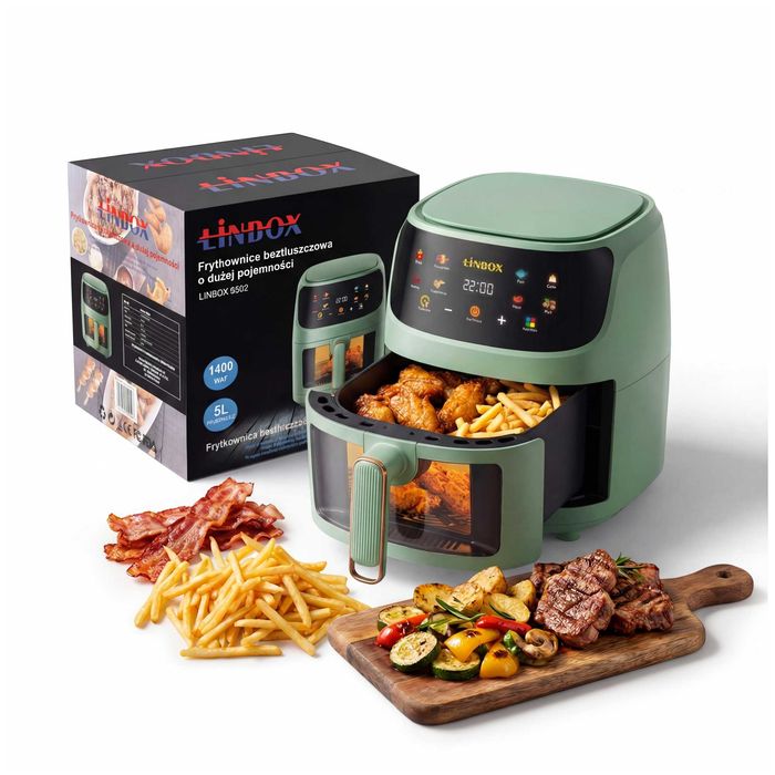 Frytkownica 5L/1400W beztłuszczowa LINBOX Air Fryer ZIELONA