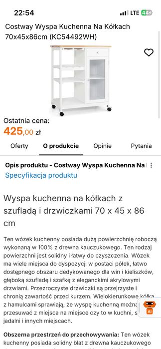 Stolik wyspa pomocnik
