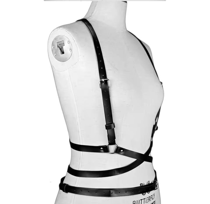 Портупея гартер эко кожа бодичейн ремни с застежками пояс на тело клас