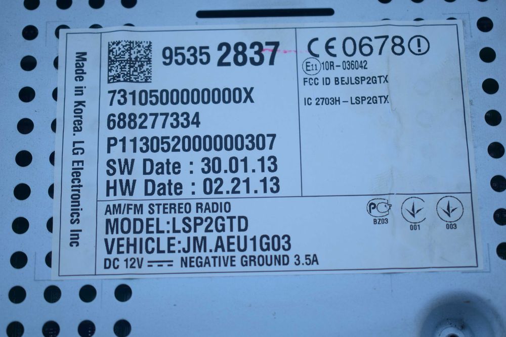 radio navi nawigacja CHEVROLET CRUZE 12r. 95352837