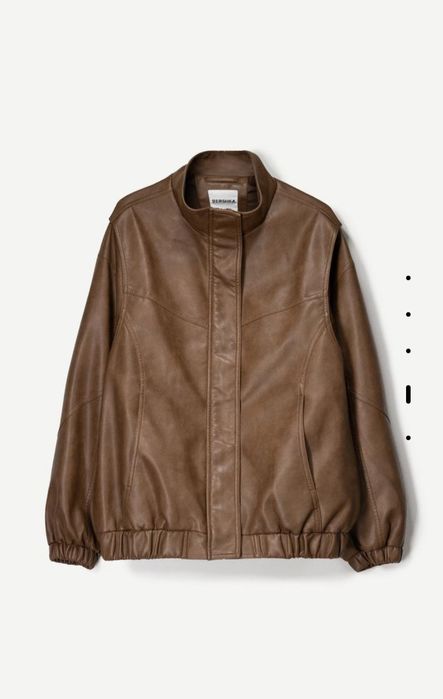 Куртка бомбер эко кожа bershka m-l,Bershka бомбер куртка шкіряна