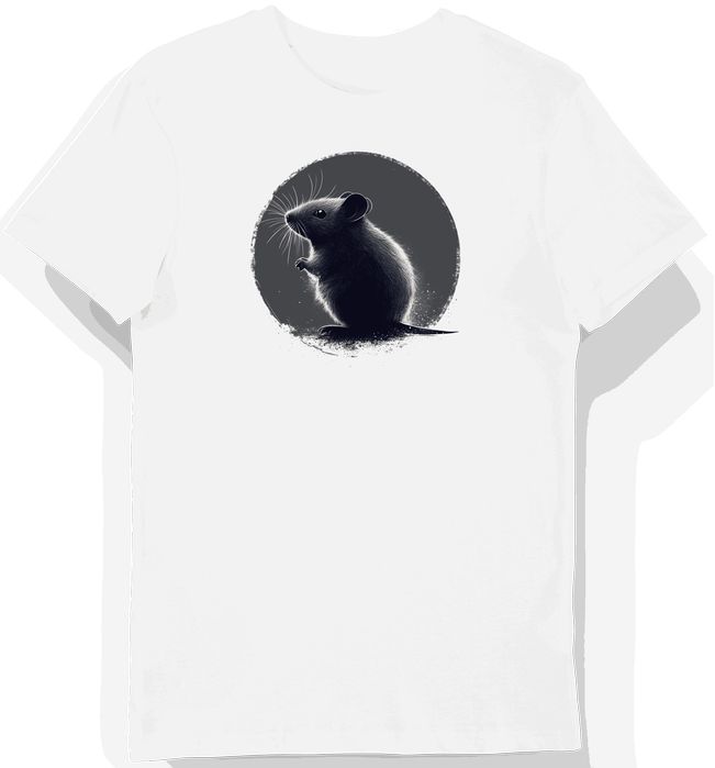 Koszulka męska biała z motywem cienia szarej myszy XL