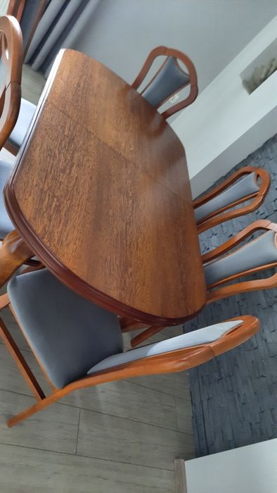 Stól i 6 krzeseł# szare krzesła