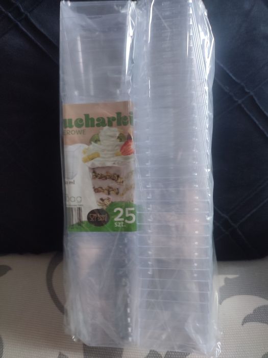 Kubki deserowe i łyżeczki nowe okazja na prezent