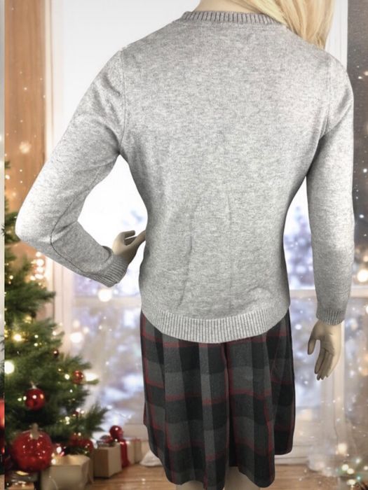 Szary zimowy świateczny sweter damski ze wzorem na święta prezent L 40