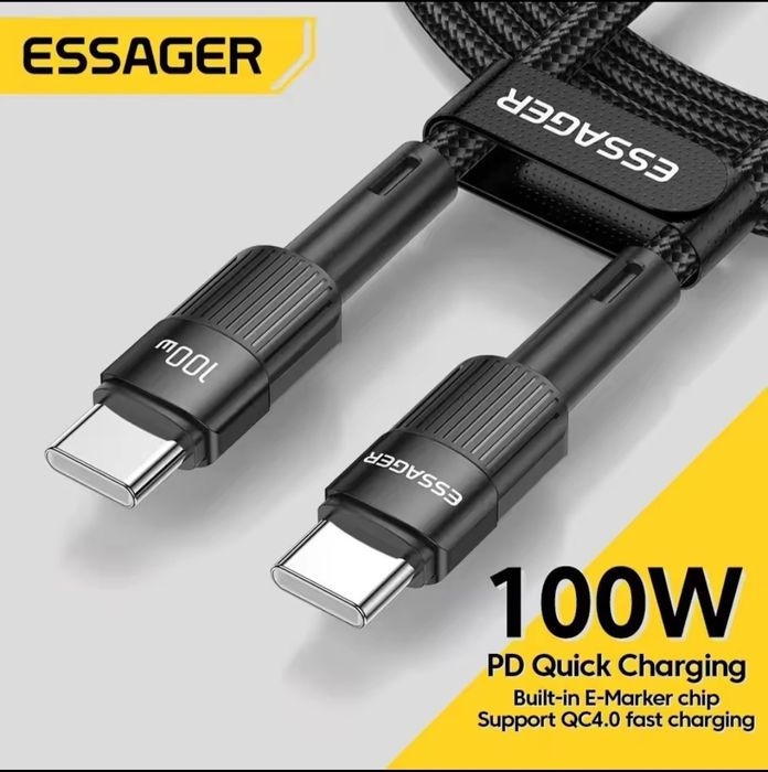Кабель зарядний Essager з USB Type C на  USB Type C- 100W