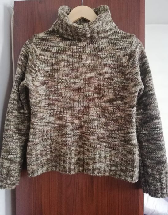 Sweter brązowy, STAN IDEALNY, z golfem rozm. S