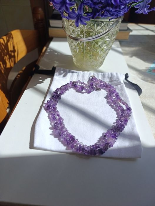 Аметист нить двойная бусы оникс