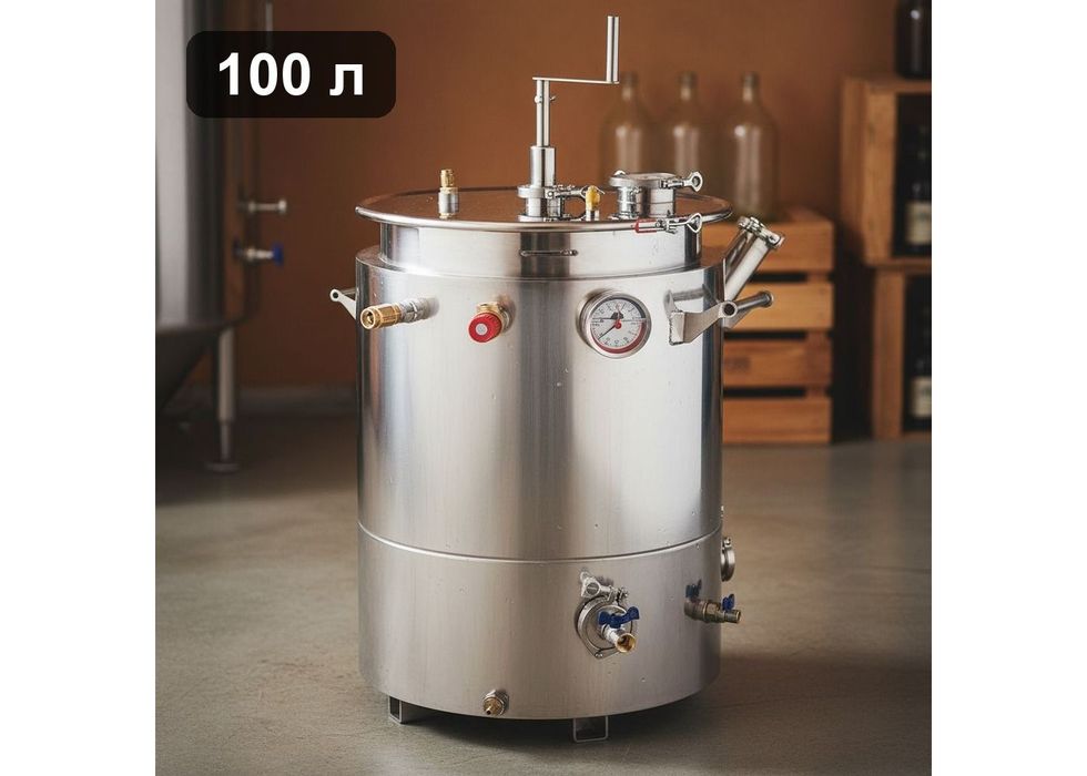 Пароводяной котёл ПВК Light 100 л с мешалкой и ТЭН 3 кВт, водяная рубашка, выход под колонну кламп — Смакуй