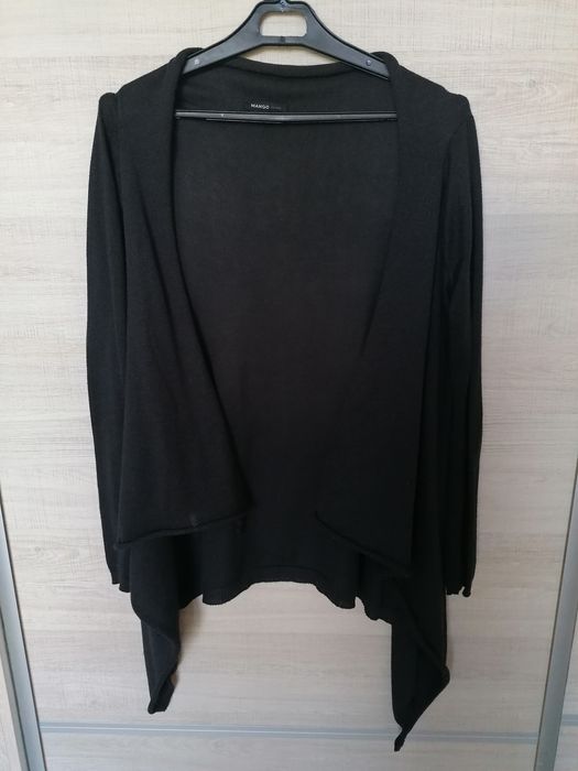 Kardigan damski Mango r.M, narzutka oversize, czarny bawełniany jesień