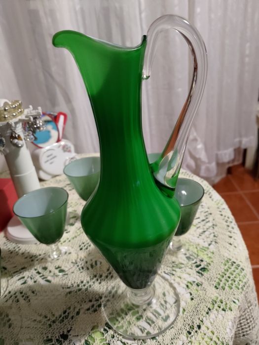 Jarro e Copos Vidro Opalino427807391299020803