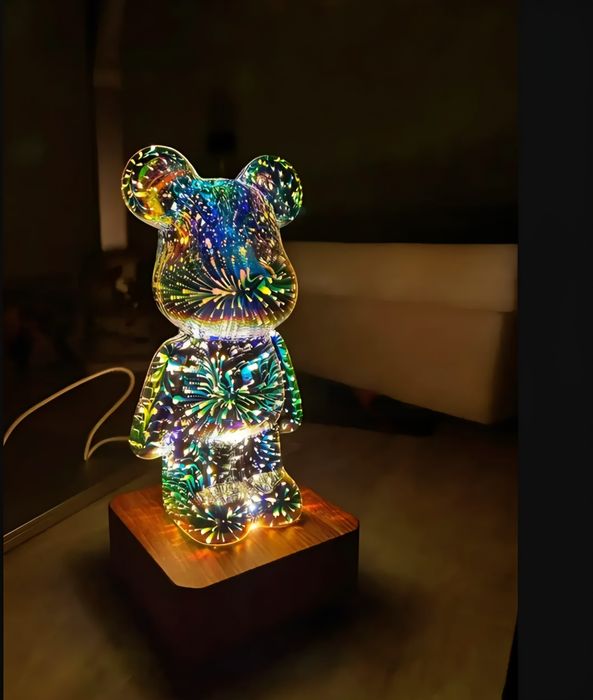 3D нічник світильник Bearbrick RGB 8 кольорів 20 см