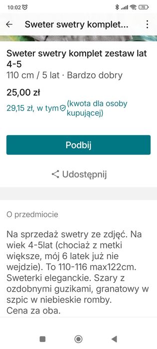Sweter swetry komplet zestaw 4-5 lat elegancki