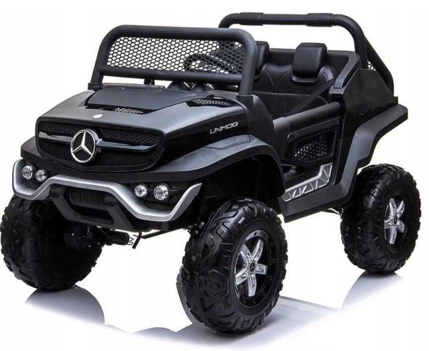 Mercedes BENZ UNIMOG 4x4, skóra, koła Eva czarny 14 Ah duży do 35 kg