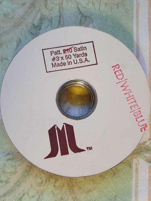 RARA Bobine de Fita de cetim Red/White/Blue, 45m, NOVA - USA - Anos 50