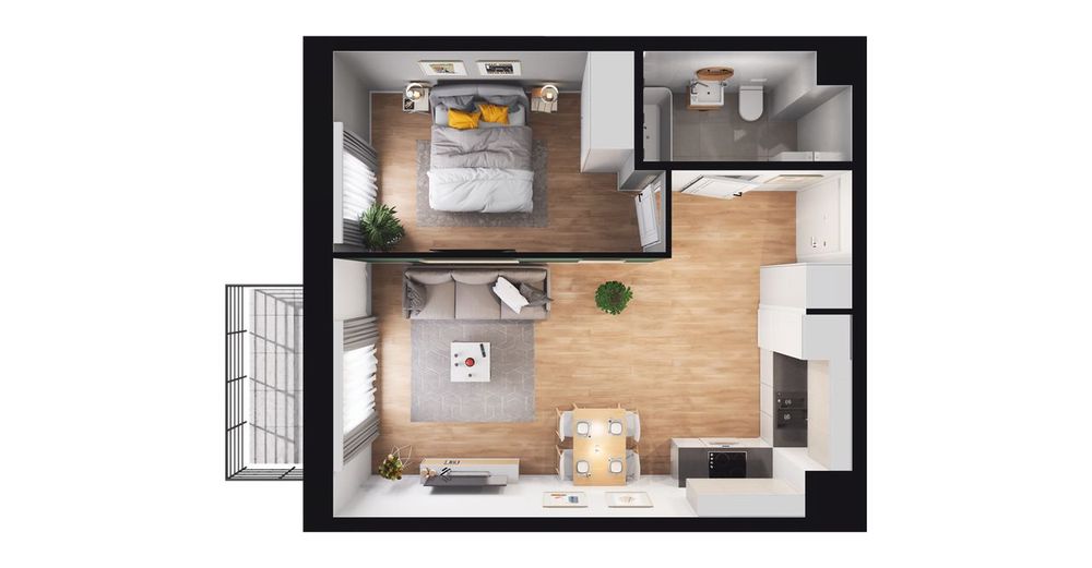 2-pokojowe mieszkanie 42 m² + balkon Bezpośrednio - Widok 3