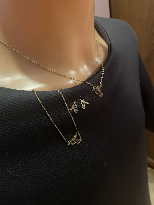 Śliczny komplet bizuterii z kolibrami