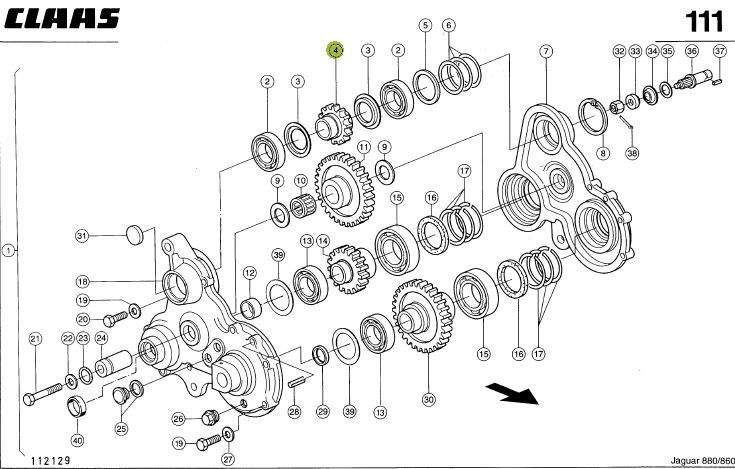 Koło zębate przekładni wciągającej sieczkarni Claas Jaguar Z13 napęd