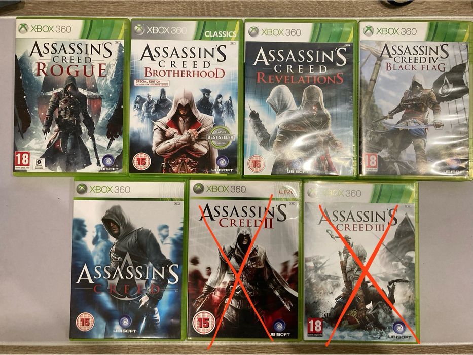 Assasins Creed Xbox360 колекція. 1, Brotherhood, Revelations, 3, Black Flag, Rogue