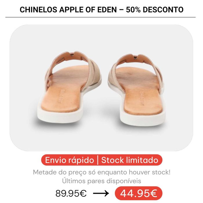 50% Desconto - Chinelos Apple of Eden Shoes