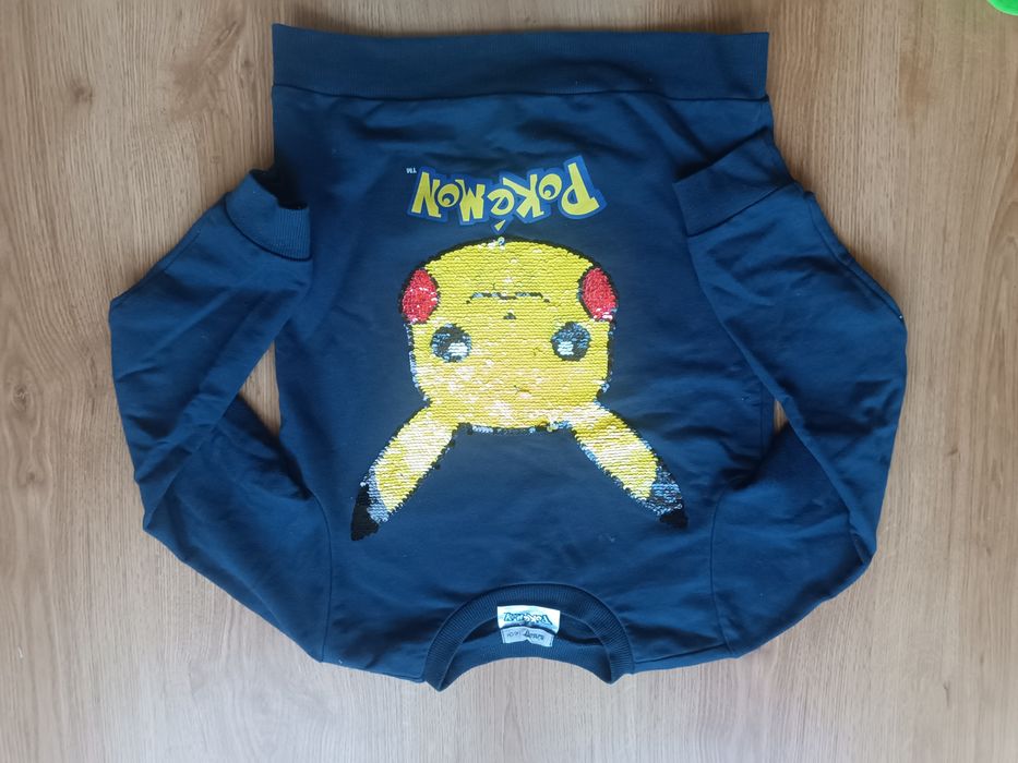 Bluza cienka Pikaczu Pokemon chłopięca cekiny dwustronna 140