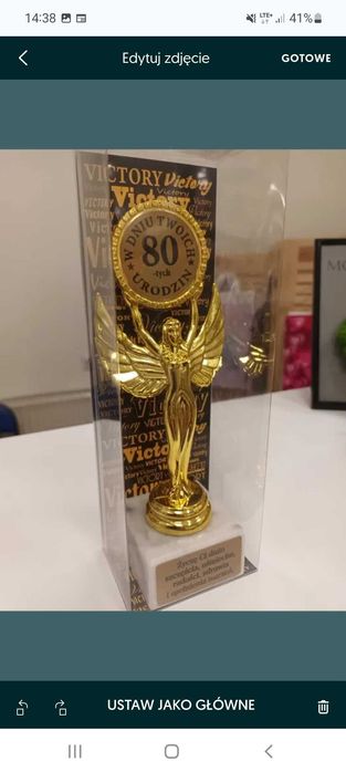 Pozłacana statuetka na 80 urodziny !