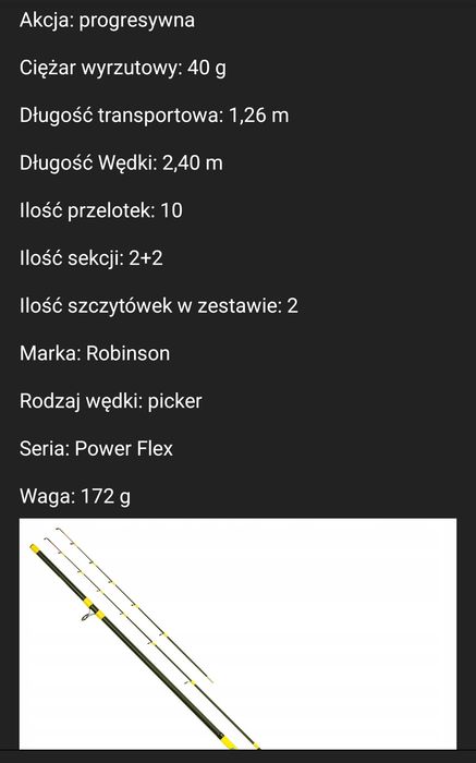 Wędka Robinson power flex picker 2.40m 40g