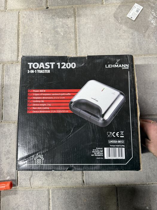 Opiekacz Lehmann Home Toast 1200 3w1 – kanapki, grill, gofry | 800W