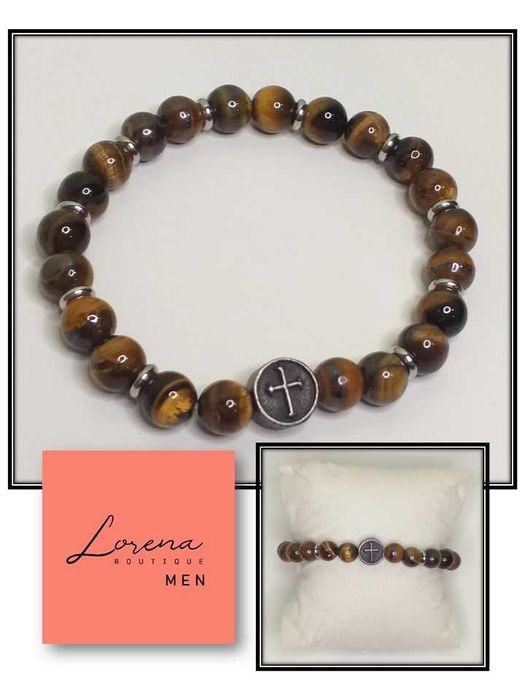 Pulseira elástica para homem com pedras