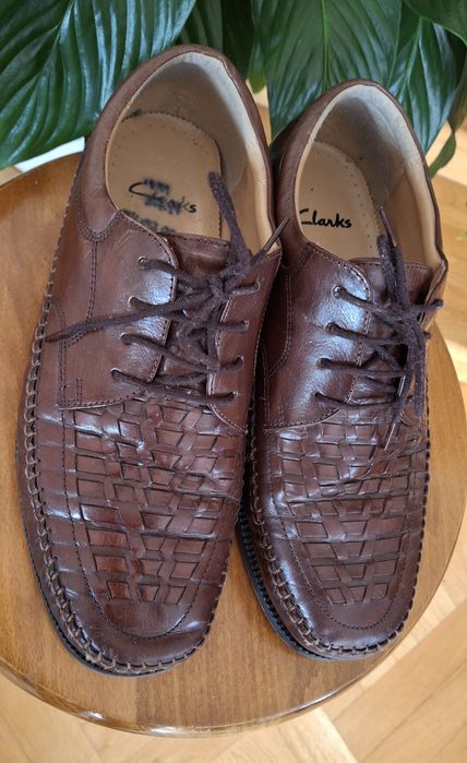 Pantofle męskie skóra brąz Clarks Eu 41,5 uk 7,5