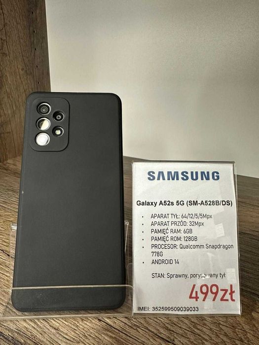 Smartfon Telefon Samsung Galaxy A52s 5G (SM-A528B/DS) 128GB gwarancja